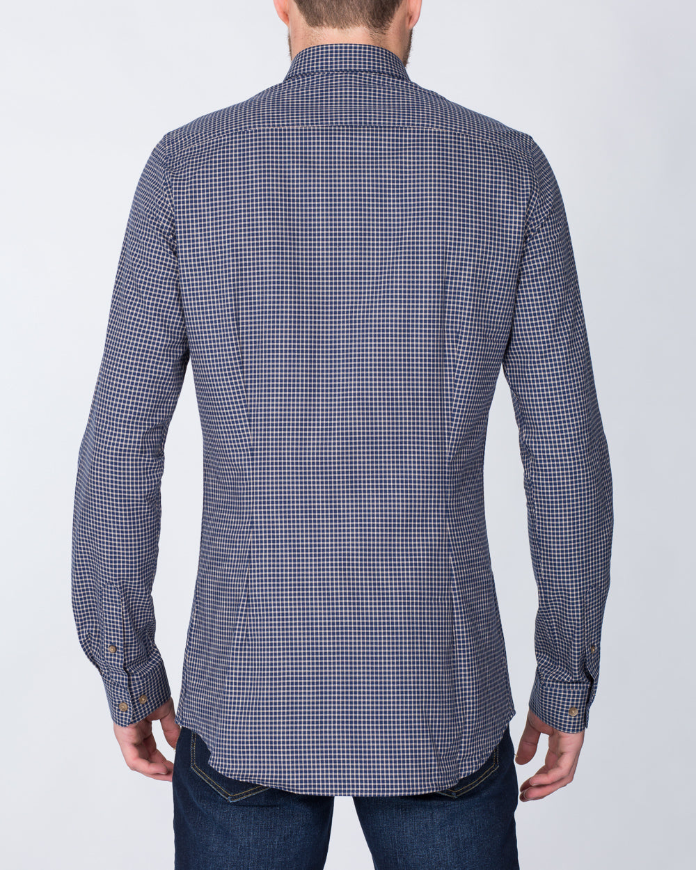 2t Slim Fit Long Sleeve Tall Shirt (navy pattern)