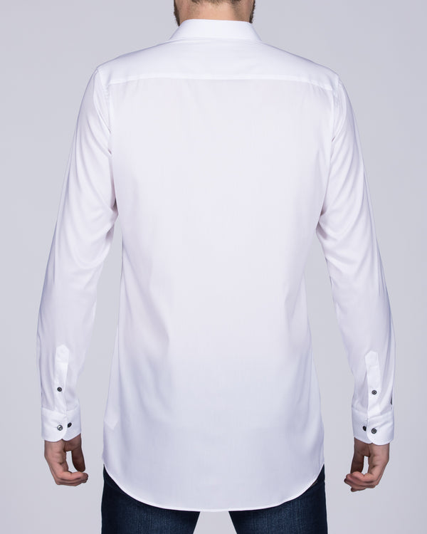 Eterna Slim Fit Stretch Tall Shirt (white/black buttons)