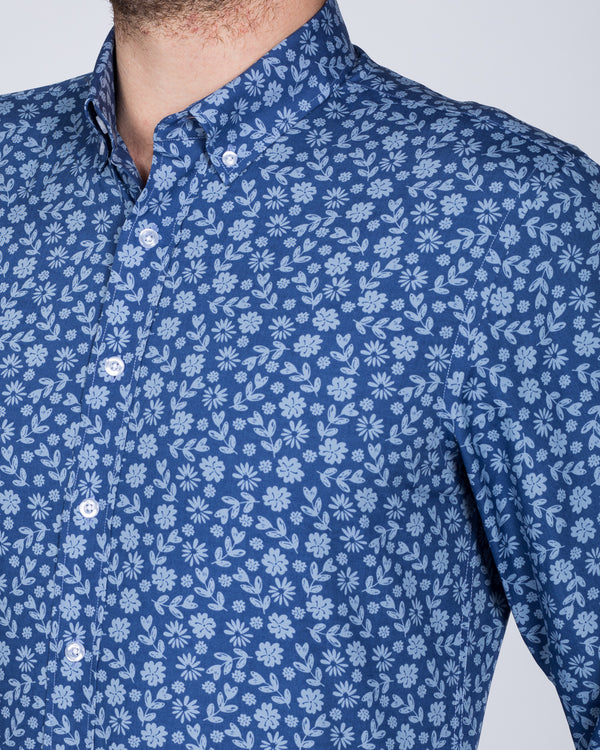 2t Slim Fit Long Sleeve Tall Shirt (floral blue)