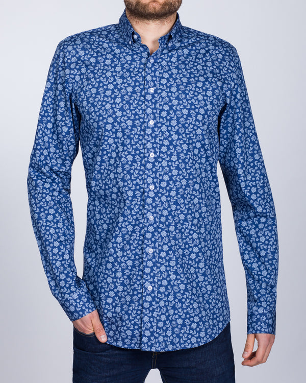 2t Slim Fit Long Sleeve Tall Shirt (floral blue)