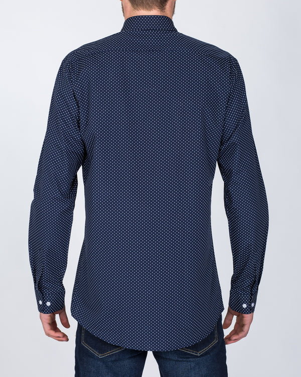 2t Regular Fit Long Sleeve Tall Shirt (navy dot)