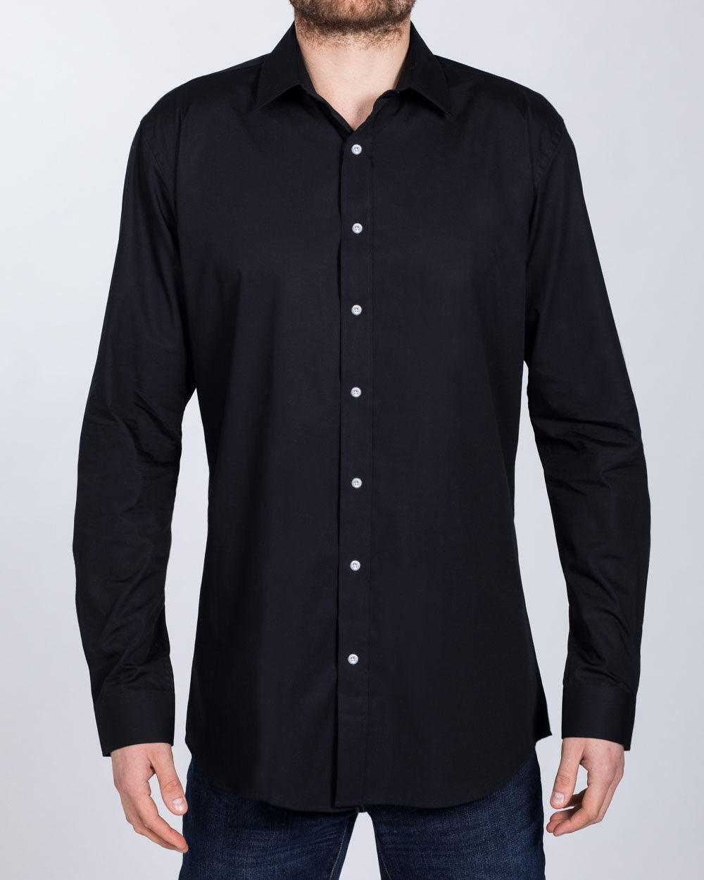 2t Essentials Regular Fit Tall Shirt (black w/ white buttons)