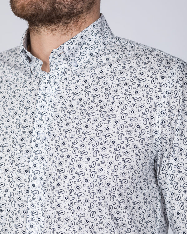 2t Slim Fit Long Sleeve Paisley Shirt (white)