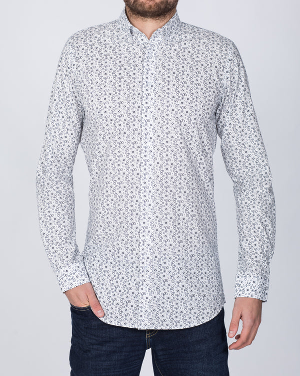 2t Slim Fit Long Sleeve Paisley Shirt (white)