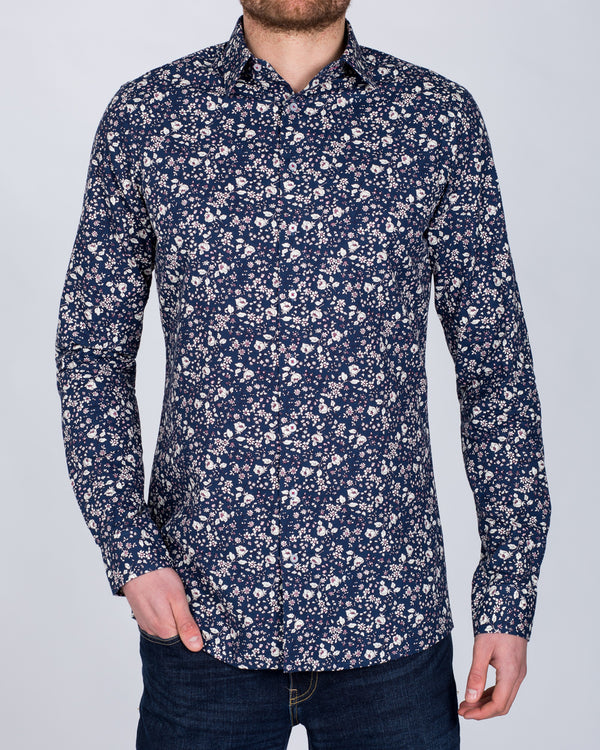 2t Slim Fit Long Sleeve Tall Shirt (navy floral)