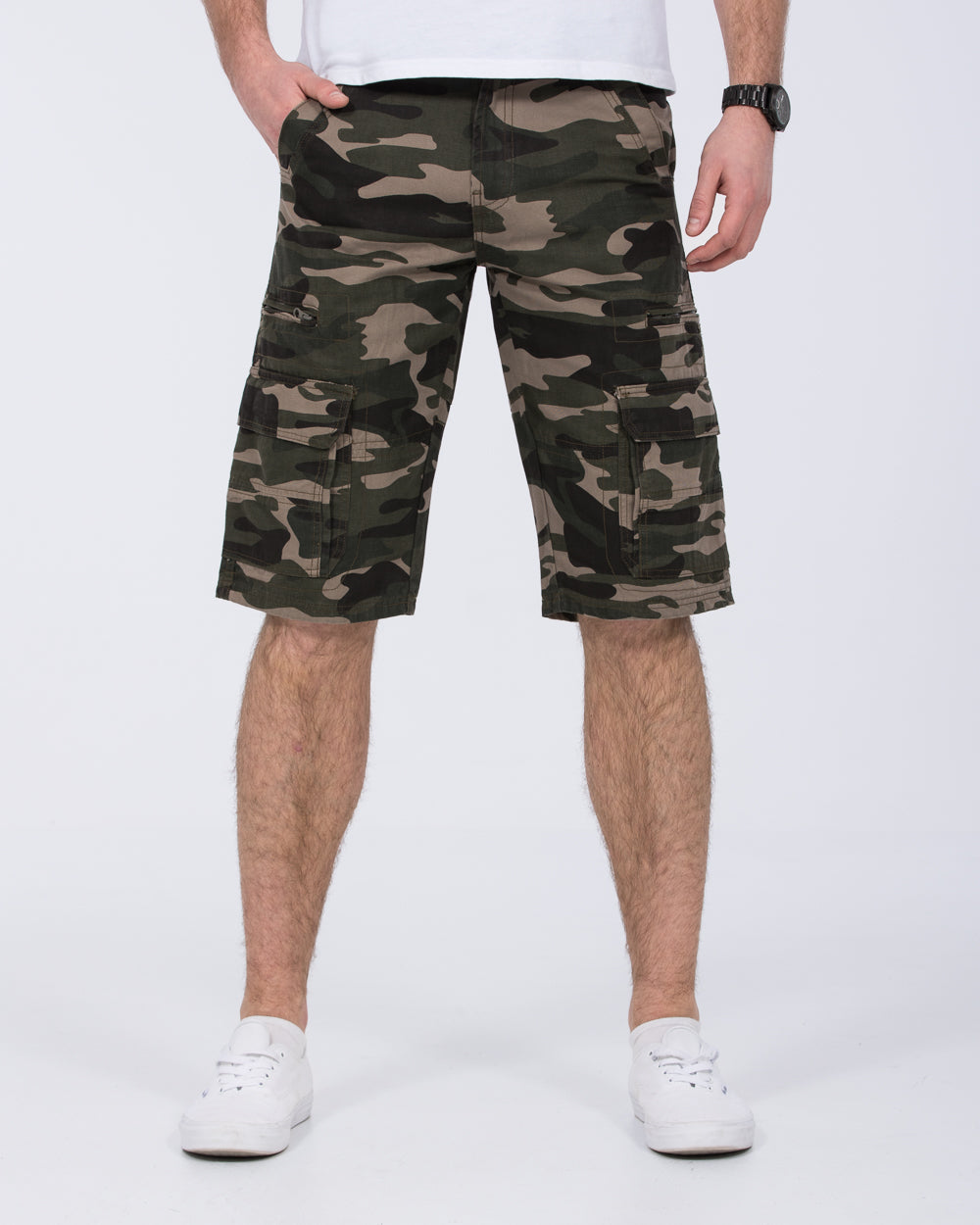 2t Tall Mens Extra Long Cargo Camo Shorts (khaki) 13 15 Inch