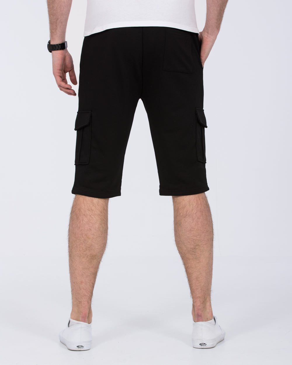 2t Freddy Tall Mens Extra Long Cargo Sweat Shorts (black