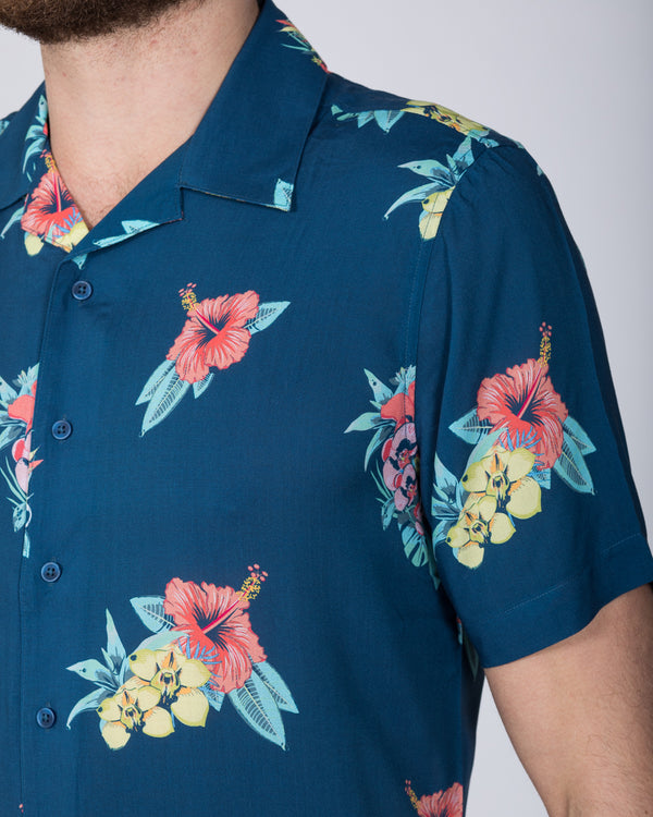 2t Short Sleeve Tall Shirt (indigo floral)