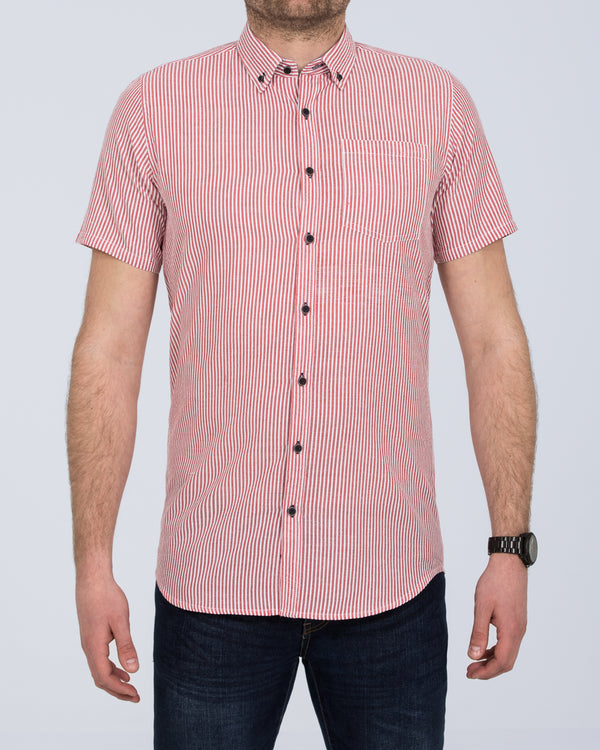 2t Short Sleeve Tall Striped Shirt (coral)