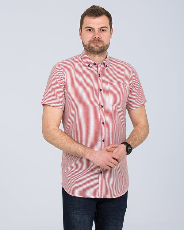 2t Short Sleeve Tall Striped Shirt (coral)