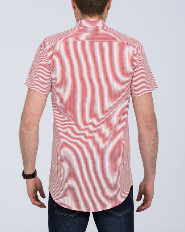 2t Short Sleeve Tall Striped Shirt (coral)