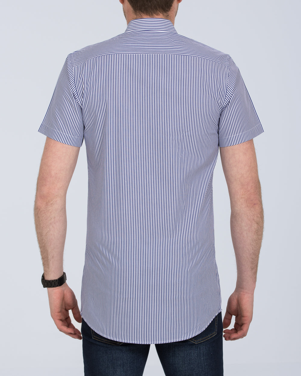 2t Slim Fit Short Sleeve Tall Shirt (blue stripe)