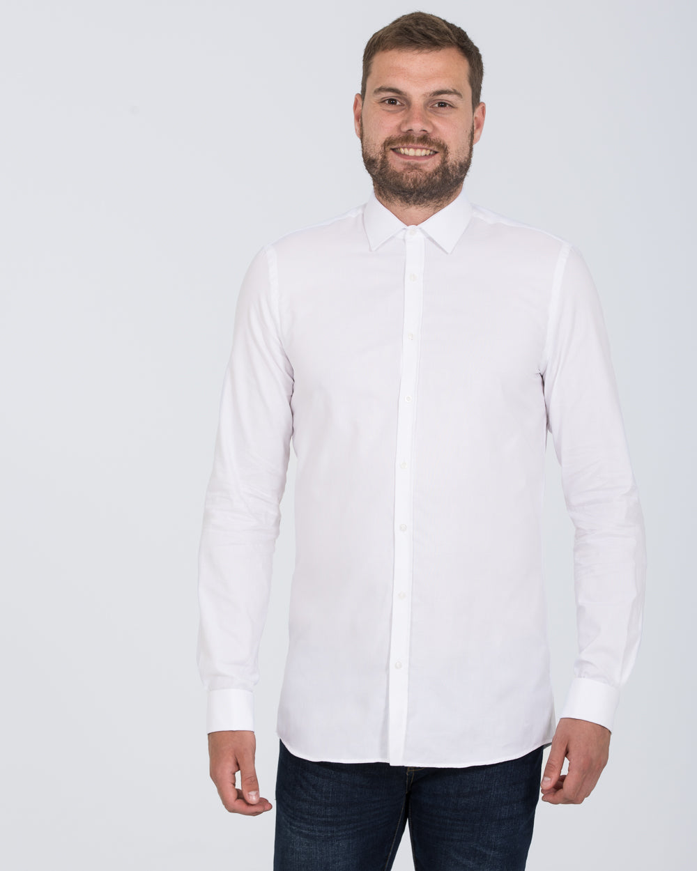 2t James Slim Fit Double Cuff Tall Shirt (white)