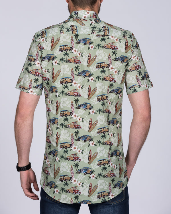 2t Leo Slim Fit Short Sleeve Tall Shirt (khaki hawaiian)