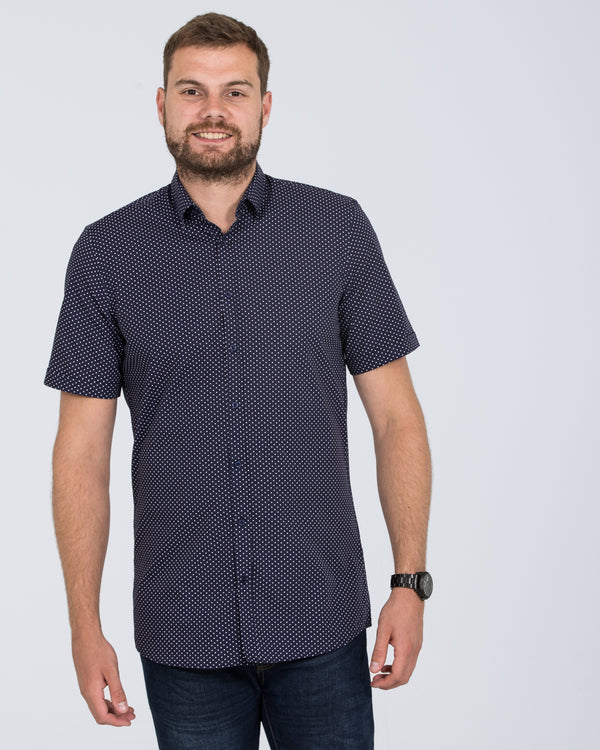 2t Leo Slim Fit Short Sleeve Tall Shirt (navy dot)