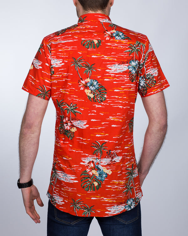 2t Short Sleeve Tall Shirt (hawaiian red)