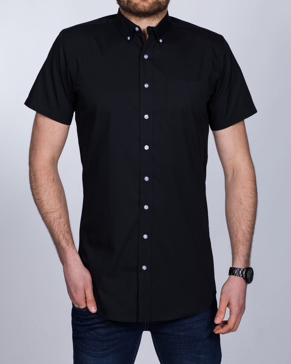 black short sleeve dress shirt slim fit Amazon.com: Alimens & Gentle Mens Short Sleeve Dress Shirts Wrinkle Free  Solid Casual Button Down Shirts with Pocket, Black, Small : Clothing, Shoes  & Jewelry
