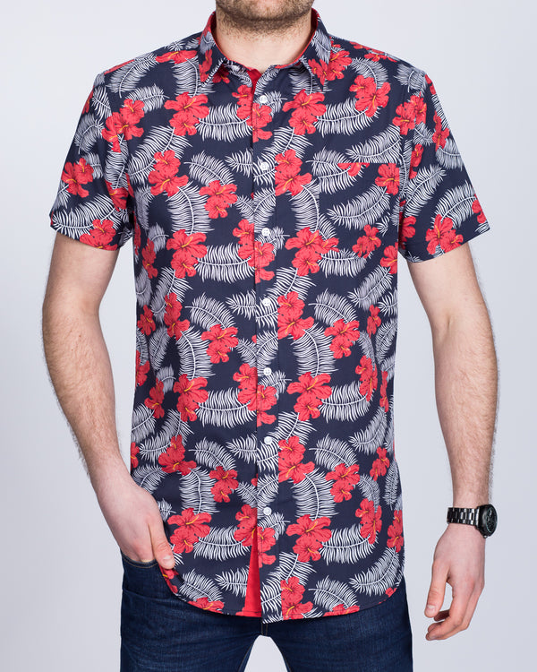 2t Short Sleeve Tall Shirt (navy hawaiian)