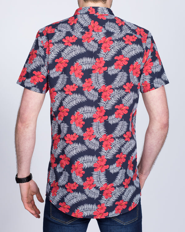 2t Short Sleeve Tall Shirt (navy hawaiian)