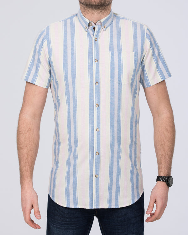 2t Tall Linen Blend Short Sleeve Shirt (multi stripe)