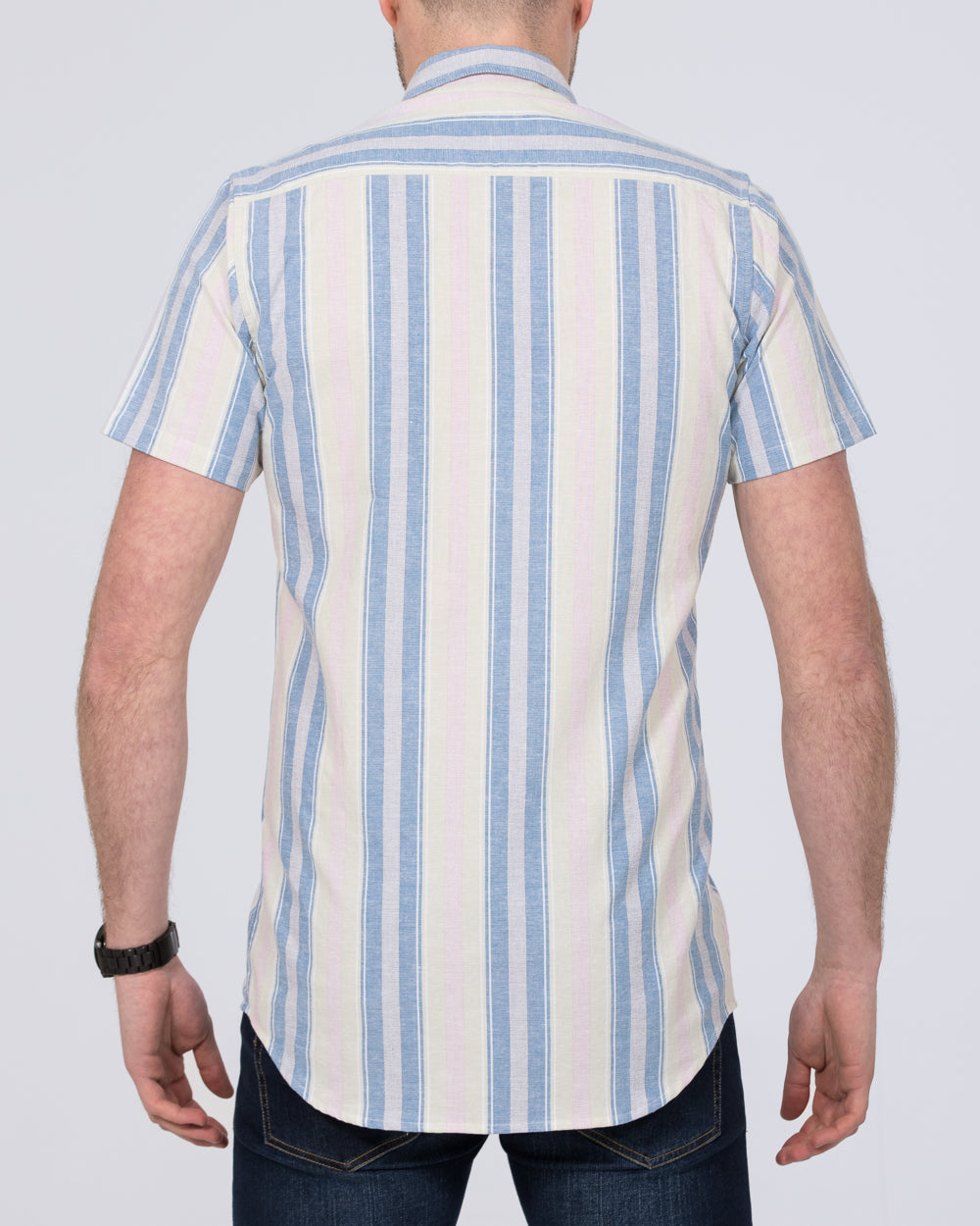2t Tall Linen Blend Short Sleeve Shirt (multi stripe)