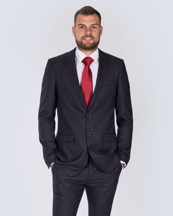 Skopes Slim Fit Tall Suit (navy/rust check)