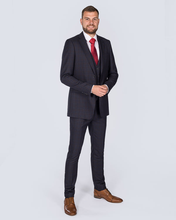 Skopes Slim Fit Tall Suit (navy/rust check)