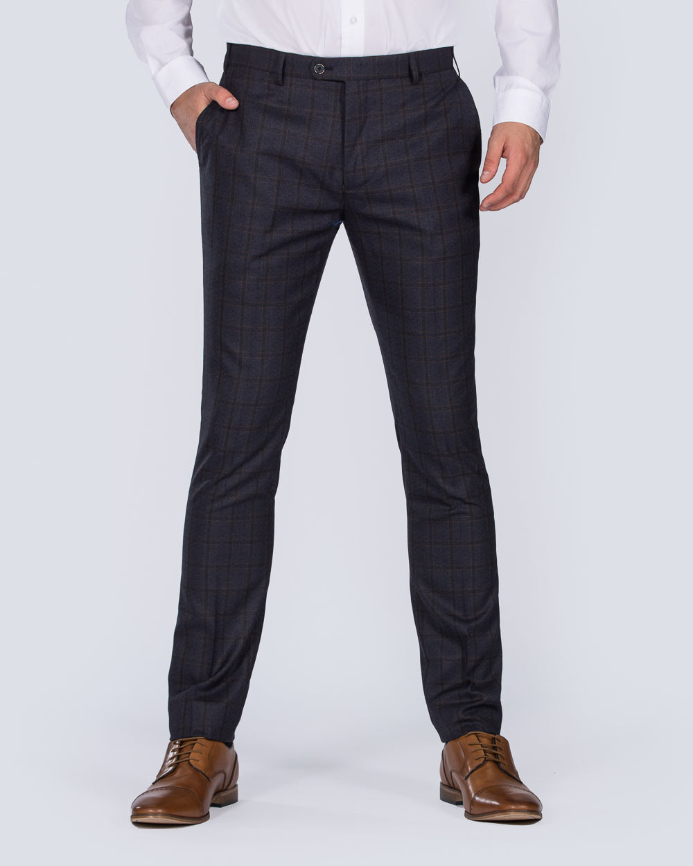 Skopes Slim Fit Tall Suit Trousers (navy/rust check)