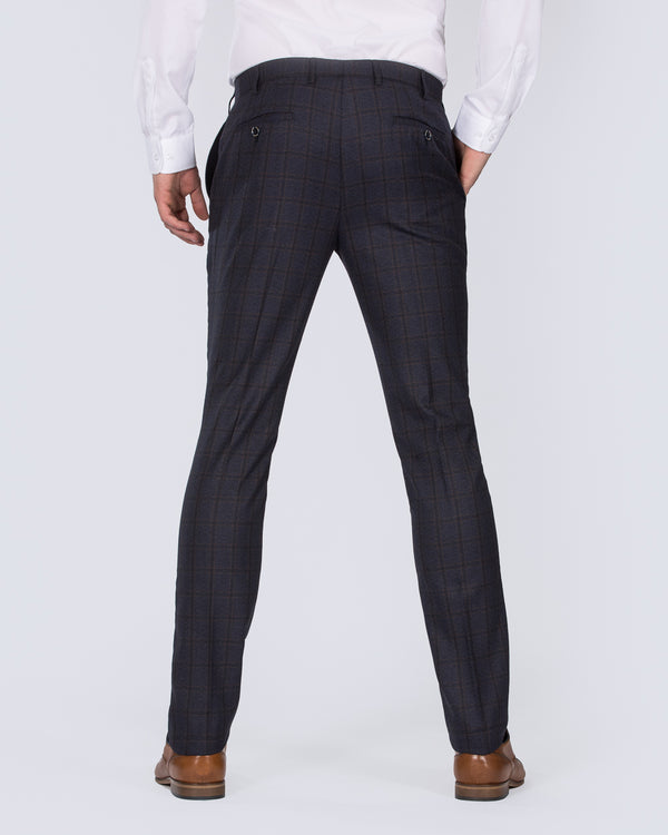 Skopes Slim Fit Tall Suit Trousers (navy/rust check)