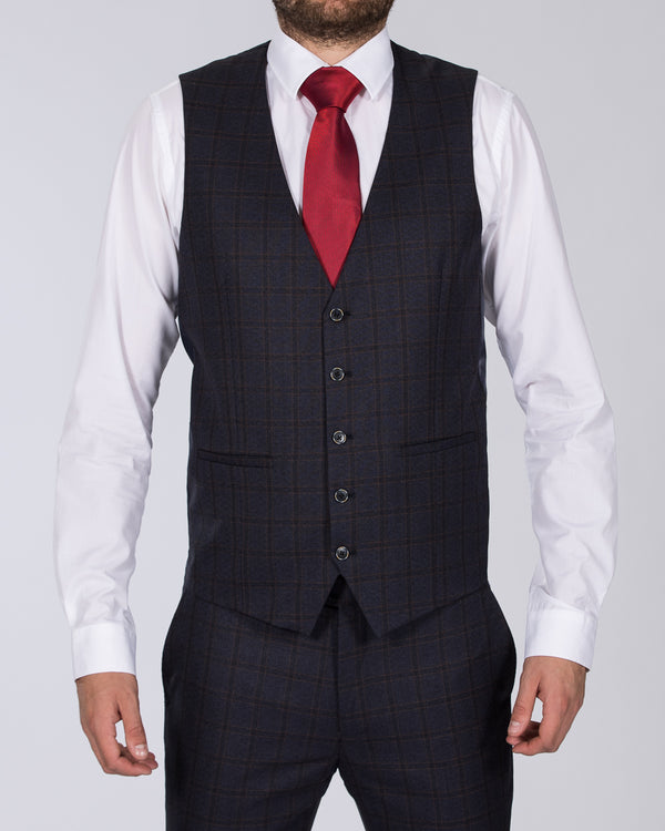 Skopes Slim Fit Tall Suit (navy/rust check)