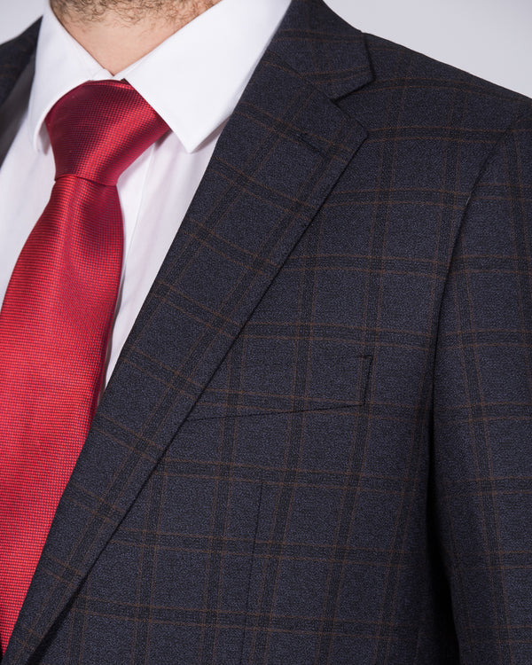 Skopes Slim Fit Tall Suit (navy/rust check)