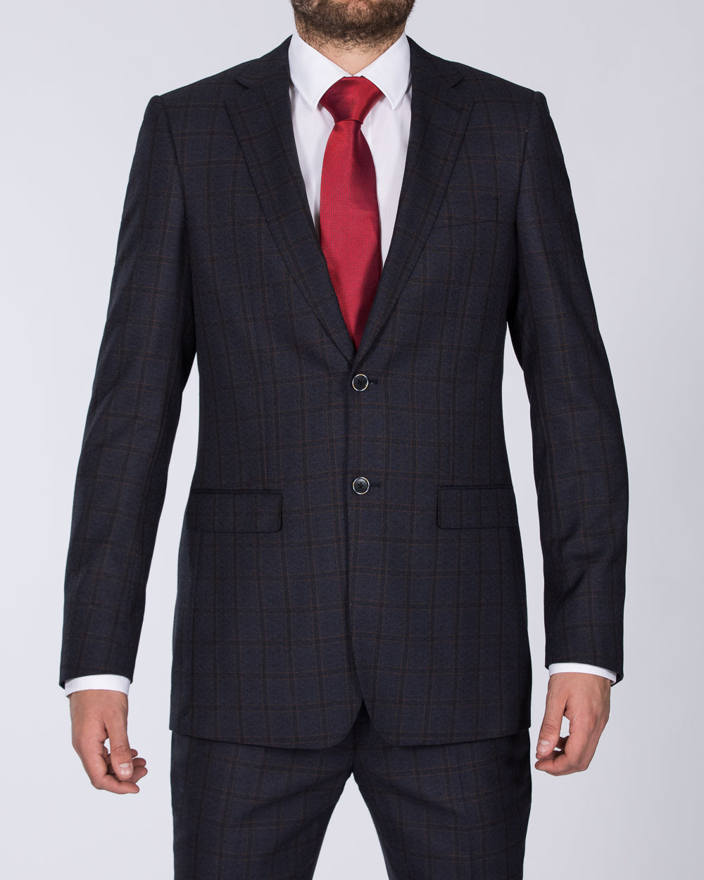 Skopes Slim Fit Tall Suit (navy/rust check)