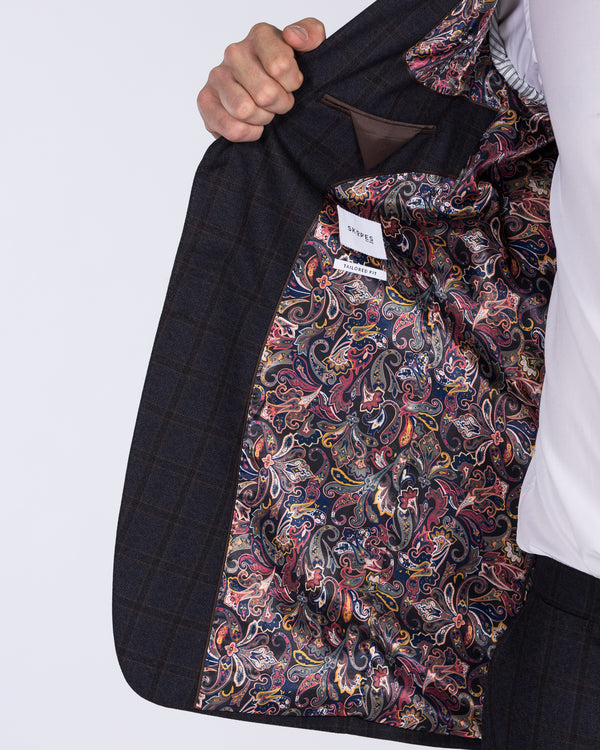 Skopes Slim Fit Tall Suit (navy/rust check)