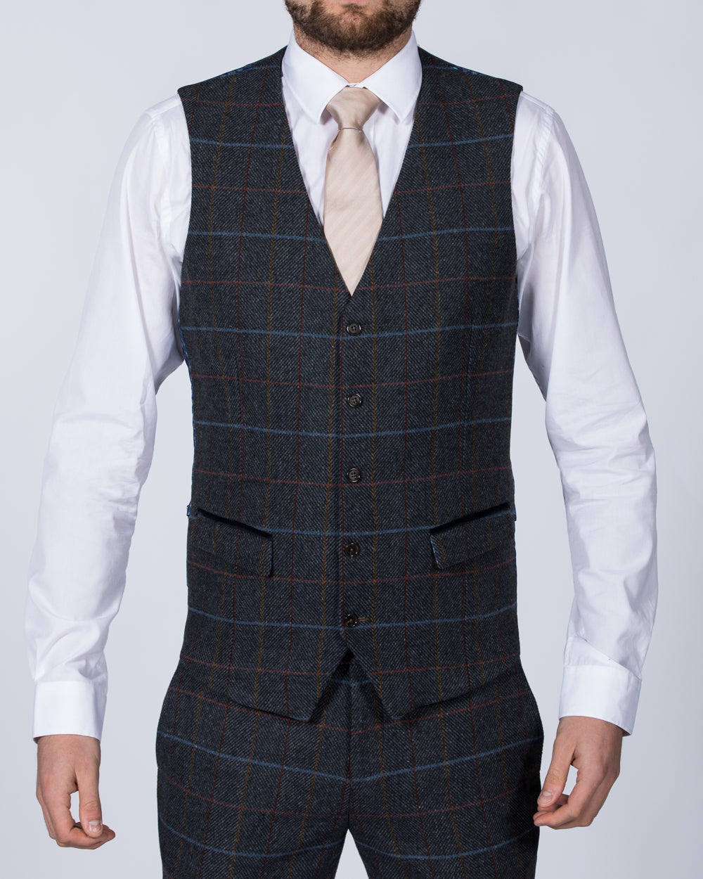 Skopes Doyle Skinny Fit Tall Suit Waistcoat (grey/blue)