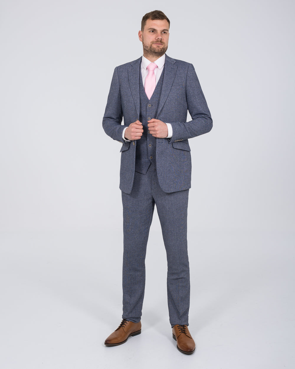 Skopes Jude Slim Fit Tall Suit (blue herringbone)