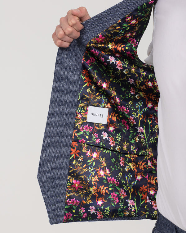 Skopes Jude Slim Fit Tall Suit (blue herringbone)