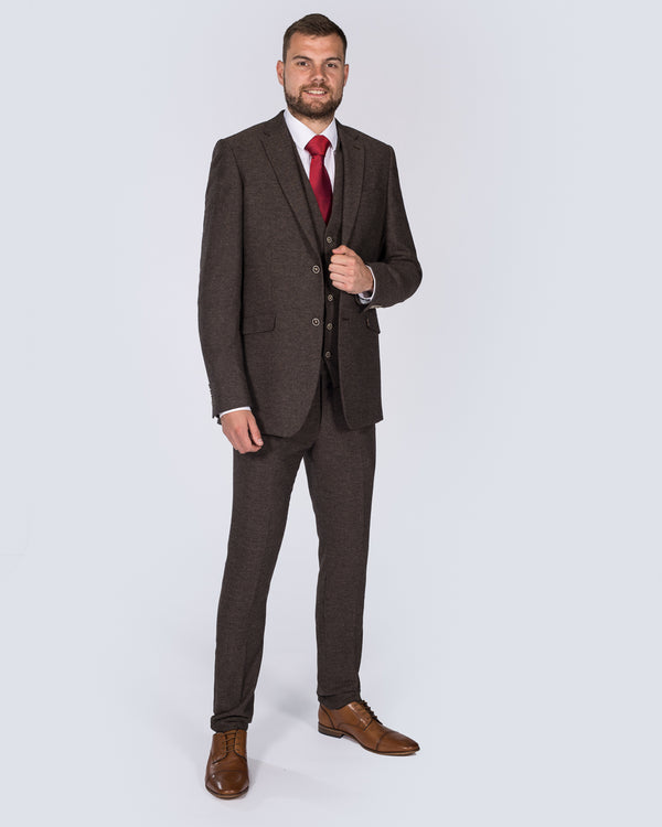 Skopes Jude Skinny Fit Tall Tweed Suit (brown herringbone)