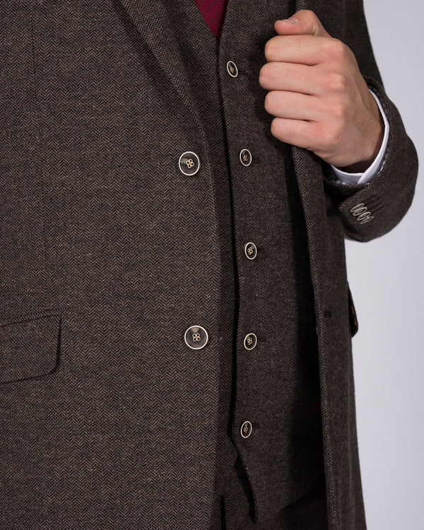 Skopes Jude Skinny Fit Tall Tweed Suit (brown herringbone)