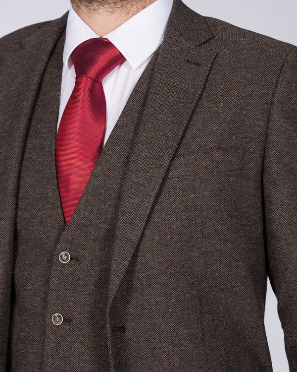 Skopes Jude Skinny Fit Tall Tweed Suit (brown herringbone)
