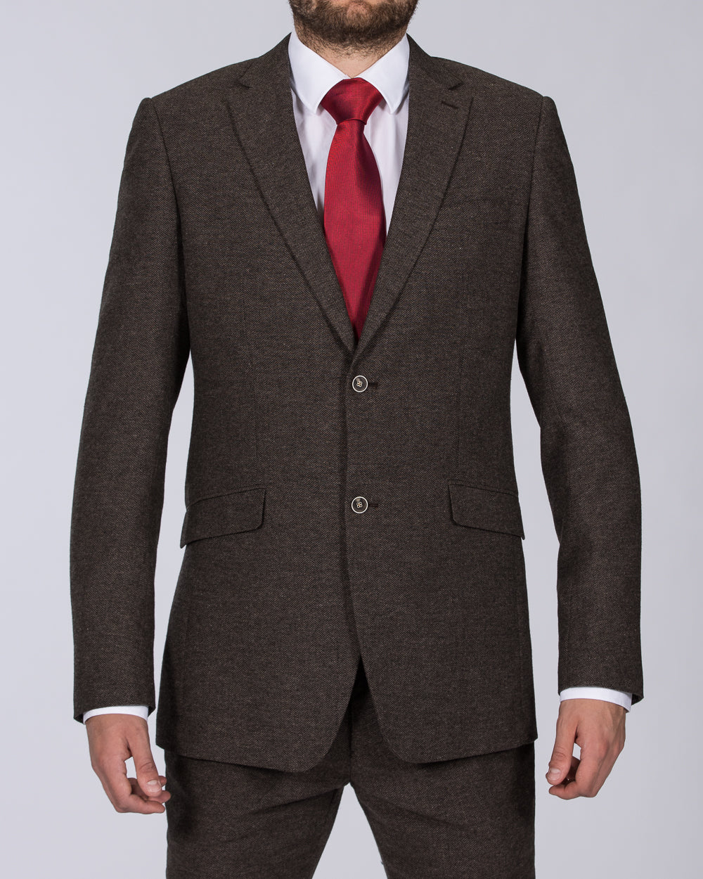 Skopes Jude Skinny Fit Tall Tweed Suit Jacket (brown herringbone)