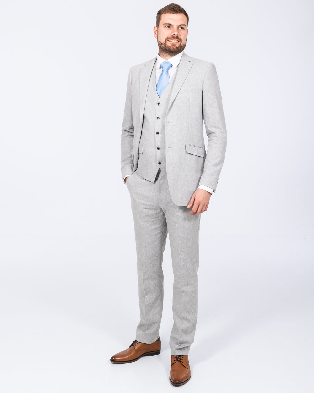 Skopes Tuscany Slim Fit Tall Linen Blend Suit (silver)