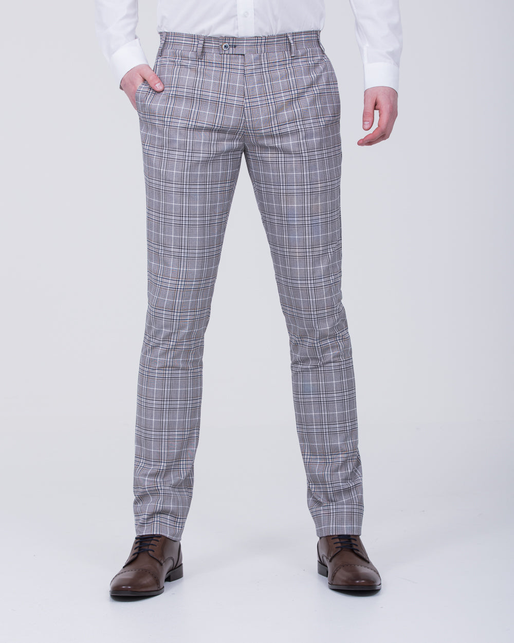 Skopes Whittington Slim Fit Tall Trousers (stone/navy check)