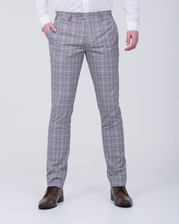 Skopes Whittington Slim Fit Tall Trousers (stone/navy check)