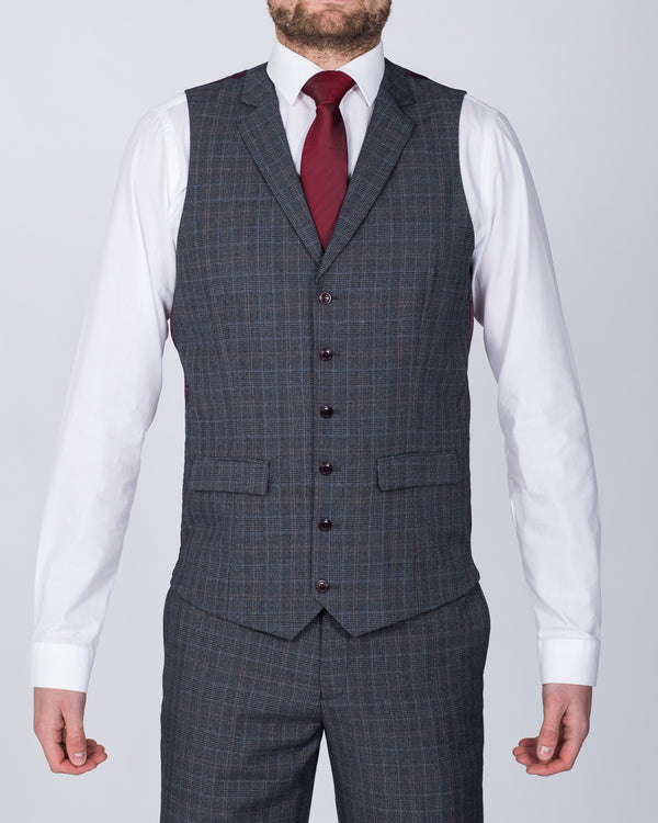 Skopes Witton Slim Fit Tall Suit Waistcoat (grey/blue check)