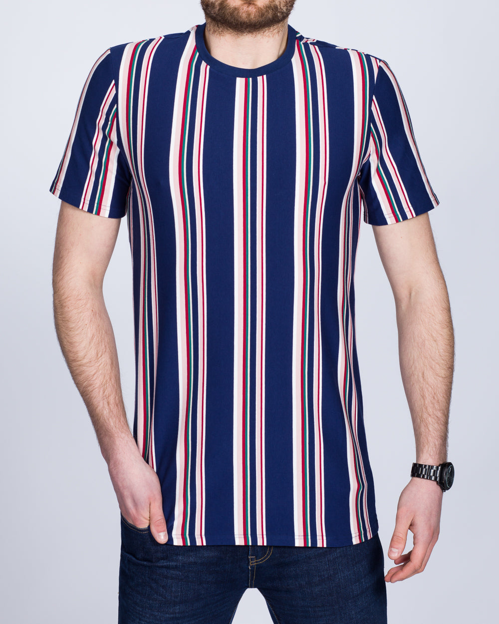 2t Tall Striped T-Shirt (navy/red)