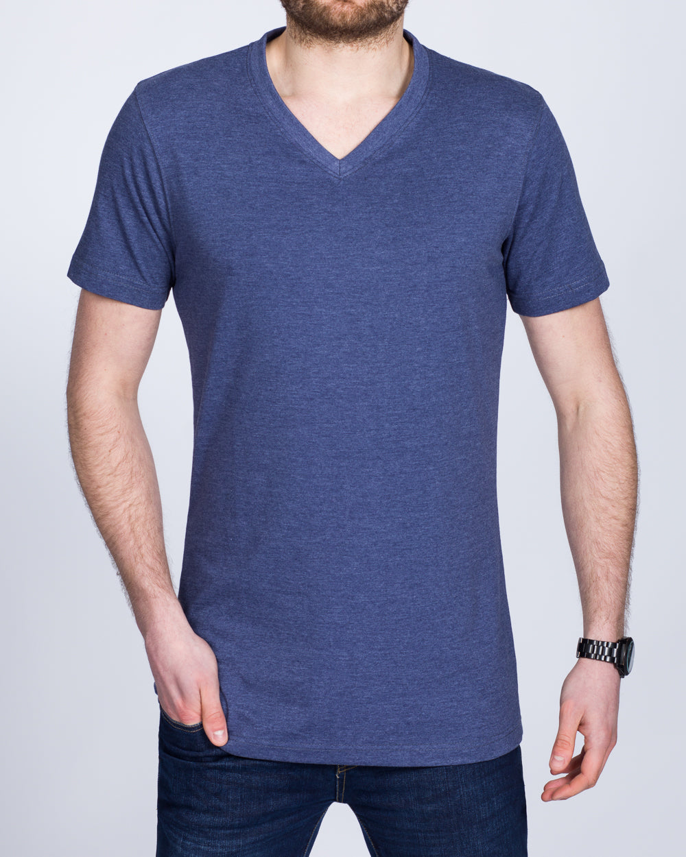 2t Extra Long Longer Tall Taller Mens V-Neck T-Shirt (indigo) | Tall ...