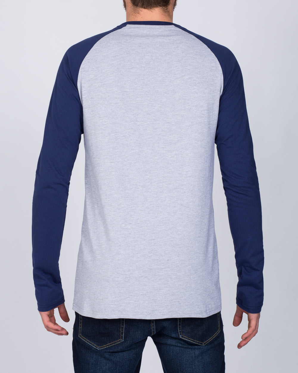 2t Raglan Extra Long Sleeve Tall T-Shirt (grey/navy) | Tall Mens