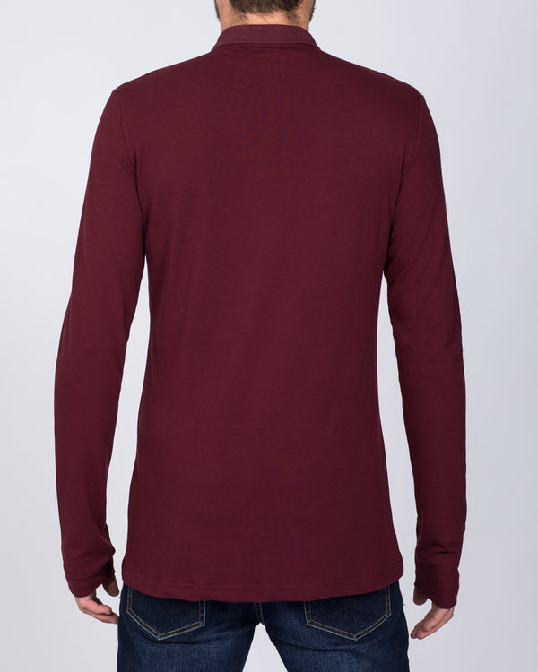 2t Slim Fit Long Sleeve Polo Shirt (burgundy)