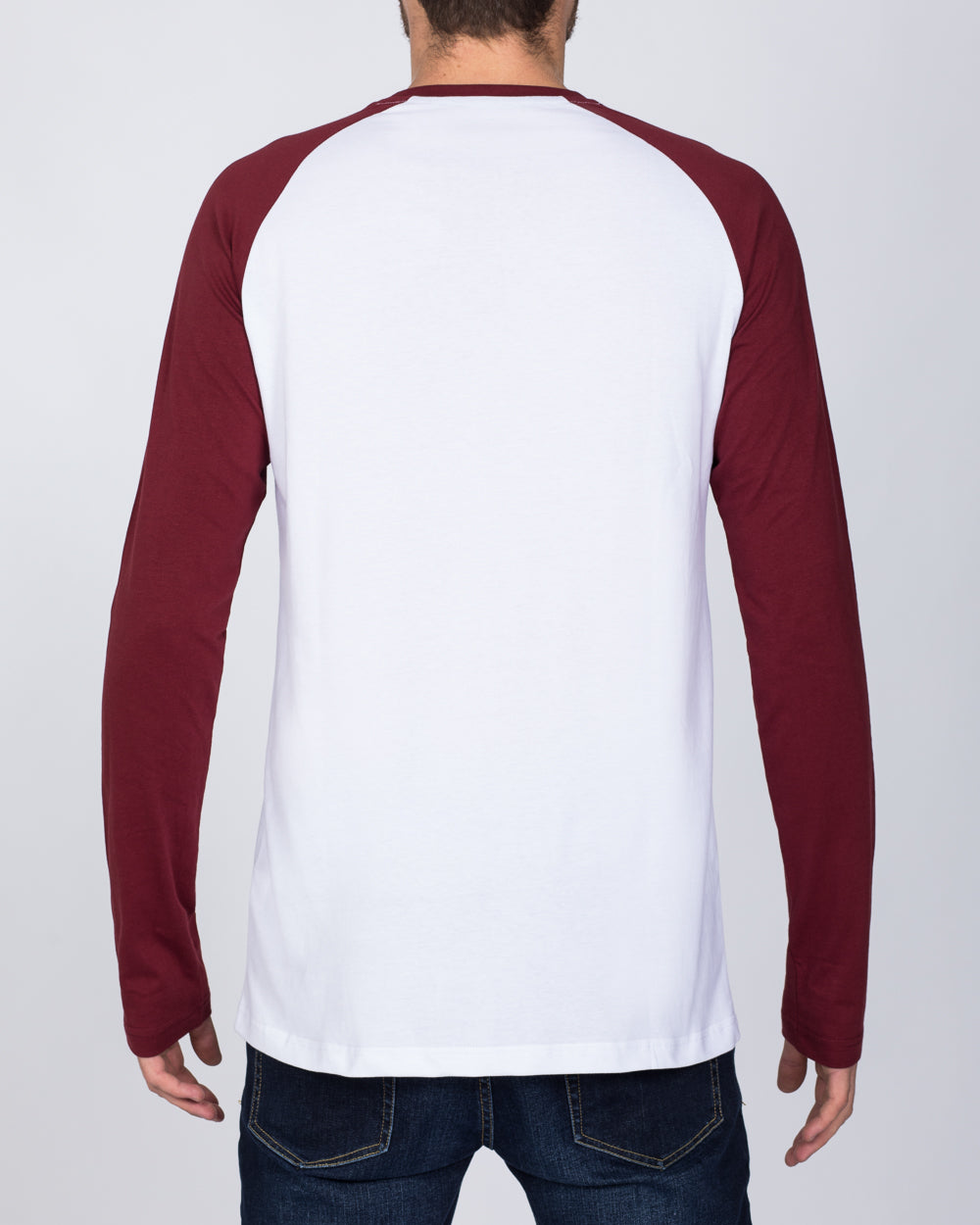 2t Raglan Long Sleeve Tall T-Shirt (white/burgundy)