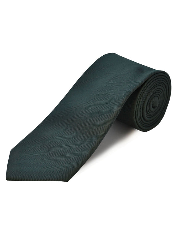 Double Two Extra Long Herringbone Tie (bottle green)